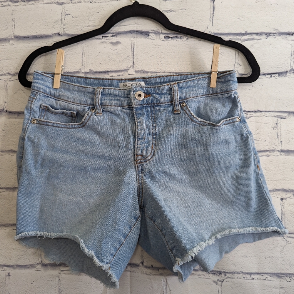 Sofia Vergara Lila Distressed Cut Off Style Denim Jeans Shorts Women's Size 2